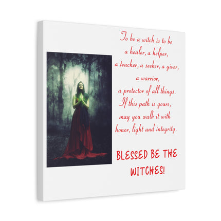 Blessed Be The Witches Canvas Wall Art — Inspirational Witch Quote Matte Canvas