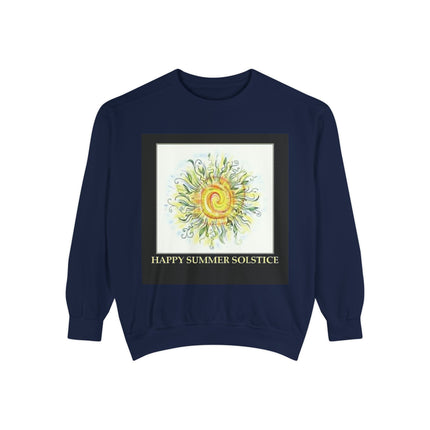 Happy Summer Solstice Unisex Sweatshirt - Cozy Garment-Dyed Apparel for Seasonal Celebrations