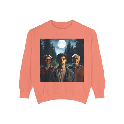 Unisex Garment-Dyed Sweatshirt - Vintage Forest Vibes Graphic