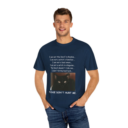 Unisex Cat-Themed T-Shirt – "Please Don't Hurt Me" Design