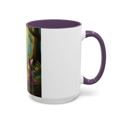 Mystical Fairy & Cat Mug – Enchanted Forest Design, 15oz Accent