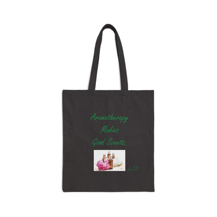 Aromatherapy Tote Bag — "Aromatherapy Makes Good Scents" Cotton Canvas Shopper