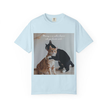 Cute Cat Lovers Unisex T-Shirt - "Marriage is an endless sleepover with your favorite weirdo"