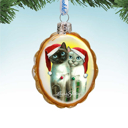 Angel Santa Cats Mercury Glass Ornament by Laura Seeley - Pets Dog and Cats Decor - 779214-LS-0