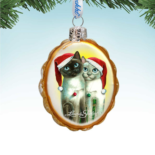 Angel Santa Cats Mercury Glass Ornament by Laura Seeley - Pets Dog and Cats Decor - 779214-LS-0