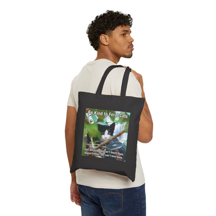 Tote Bag - "Be Kind to Feral Cats" Canvas Grocery & Everyday Reusable Tote