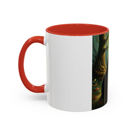 Enchanting Fairy & Cat Accent Mug – Fantasy Nature Design, 11oz