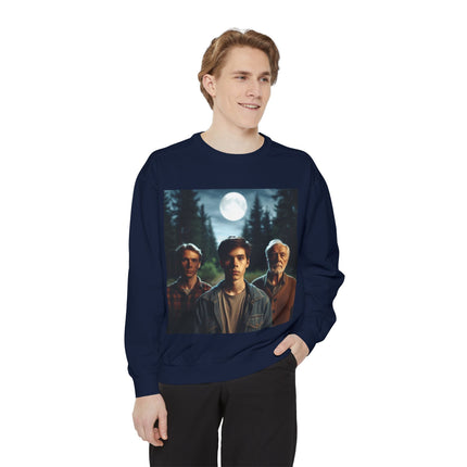 Unisex Garment-Dyed Sweatshirt - Vintage Forest Vibes Graphic