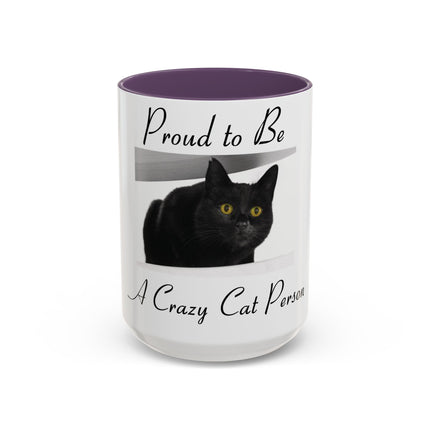 Proud Cat Person Accent Mug – 15oz Ceramic Gift for Cat Lovers