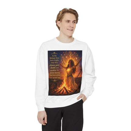 Bonfire Witch Sweatshirt — "As the Beltane fire burns bright" Pagan Festival Crewneck