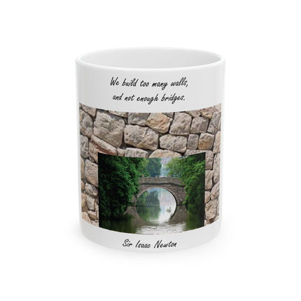 Newton Quote Mug – 11oz Ceramic Cup with “Too Many Walls” Message