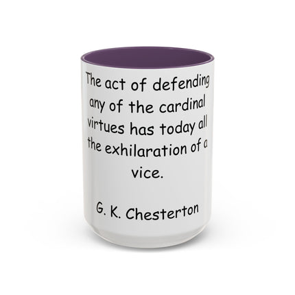 Defend Virtue Mug – 15oz Accent Ceramic | G.K. Chesterton Quote