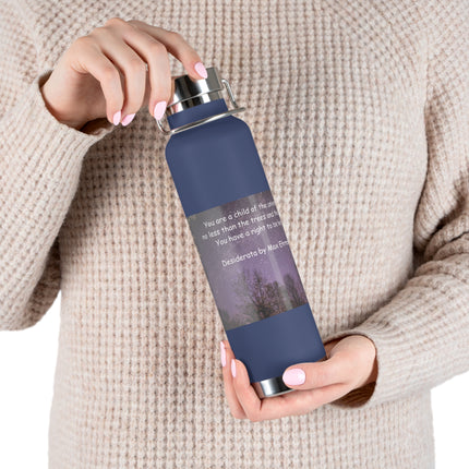 Inspirational Copper Insulated Water Bottle - 22oz with Motivational Quote