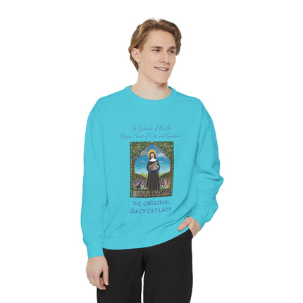 St. Gertrude Sweatshirt — "Patron Saint of Cats and Gardeners" Design