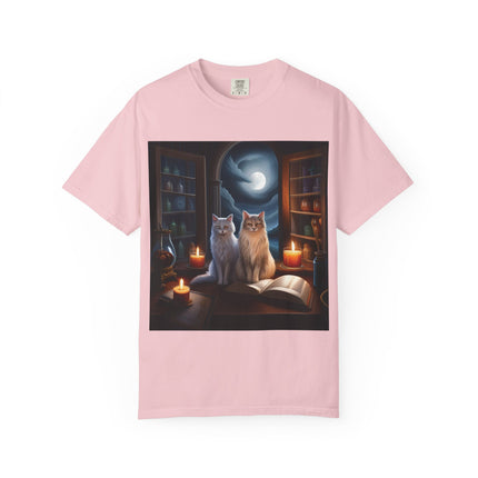 Magical Cats Unisex T-Shirt - Cozy Night Reading Design