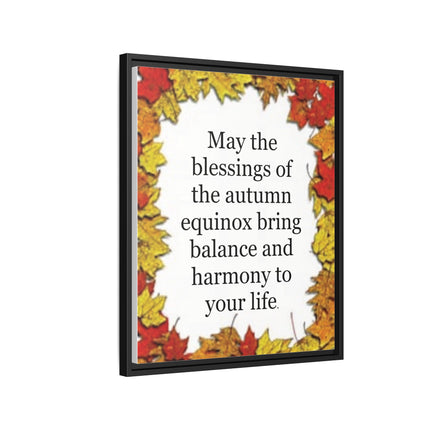 Autumn Equinox Blessing Framed Canvas — Fall Leaves Wall Art