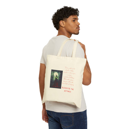Blessed Be The Witches Cotton Tote Bag — Witchy Forest Art Canvas Shopper