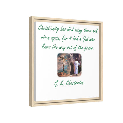 Framed Canvas Wall Art — G.K. Chesterton Easter Quote with Resurrection Image