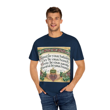 Blessed Be Your Holiday Tee – Celtic-Inspired Unisex Garment-Dyed