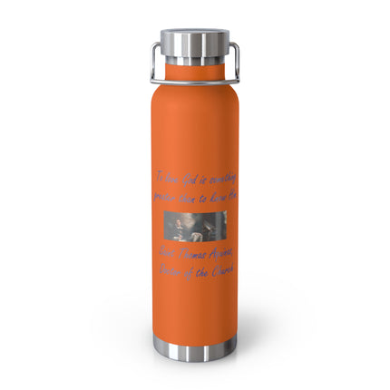 Inspirational Insulated Water Bottle - 22oz Stainless Steel with Saint Thomas Aquinas Quote