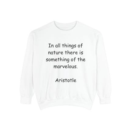 Aristotle Quote Sweatshirt – Unisex Garment-Dyed on Nature & Wonder