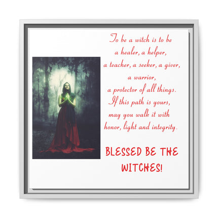 Blessed Be the Witches Framed Canvas Art — Witchy Inspirational Quote Wall Decor