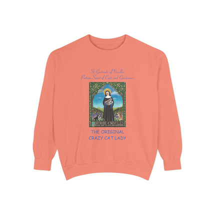 St. Gertrude Sweatshirt — "Patron Saint of Cats and Gardeners" Design