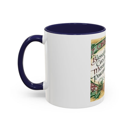 Blessed Be Your Holidays Coffee Mug — Holiday Celtic Greeting Accent Mug (11/15oz)