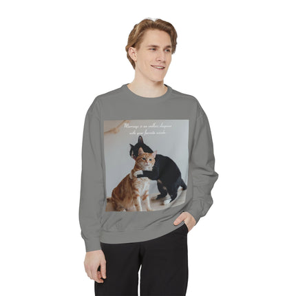 Cute Cat Sweatshirt – Unisex Garment-Dyed Gift for Couples