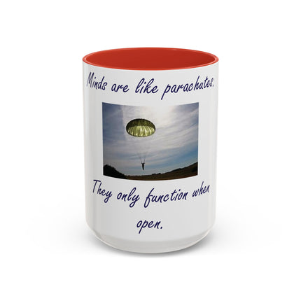 Parachute Quote Accent Mug – 15oz Ceramic Cup for Open Minds