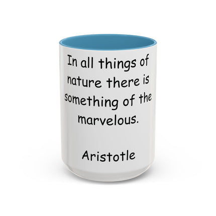 Aristotle Quote Accent Mug – 15oz Ceramic Cup on Nature & Wonder
