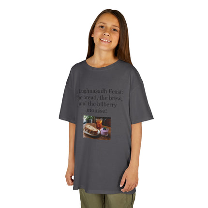 Lughnasadh  Kids Tee — “A Lughnasadh Feast: The bread, the brew, and the bilberry mousse!”