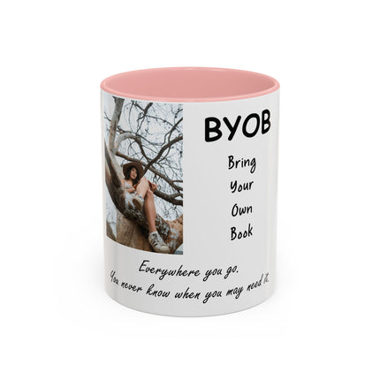 BYOB Accent Mug – “Bring Your Own Book” – 11oz Ceramic for Book Lovers