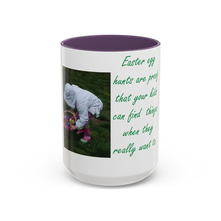 15oz Accent Mug – Easter Egg Hunt Quote for Spring Laughs
