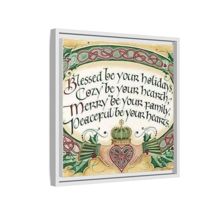 Framed Holiday Blessing Matte Canvas — "Blessed be your holidays" Celtic Wall Art