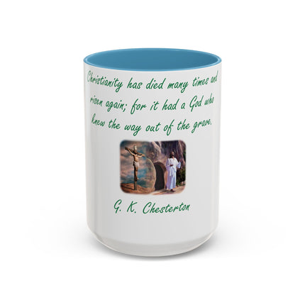 Chesterton Quote Mug – Resurrection Design – Accent Ceramic – 15oz