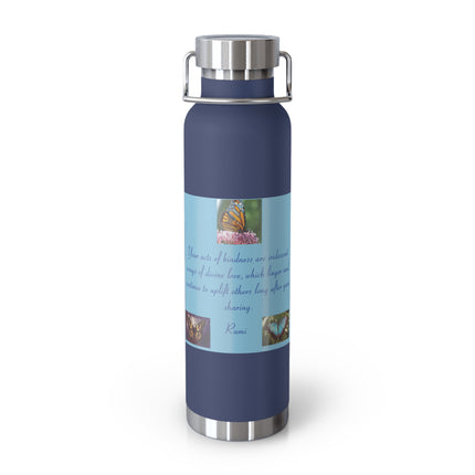 Inspirational Copper Vacuum Insulated Bottle - 22oz Rumi Quote