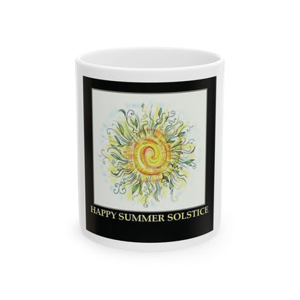 Happy Summer Solstice Ceramic Mug — Sun Spiral 11oz & 15oz
