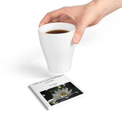 Zen Saying Ceramic Coaster – Mindfulness Quote for Home Decor