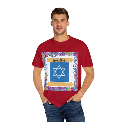 Happy Hanukkah Tee – Unisex Garment-Dyed Shirt for the Festival of Lights