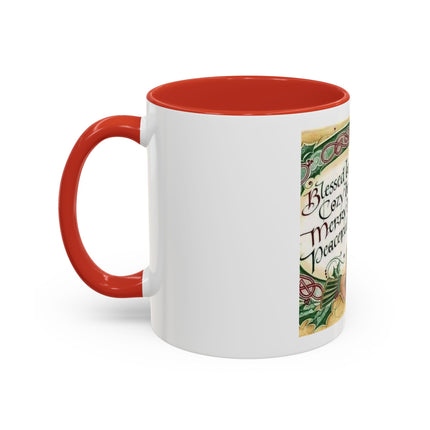 Blessed Be Your Holidays Coffee Mug — Holiday Celtic Greeting Accent Mug (11/15oz)