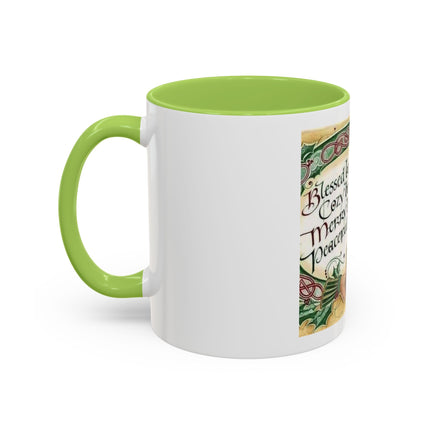 Blessed Be Your Holidays Coffee Mug — Holiday Celtic Greeting Accent Mug (11/15oz)