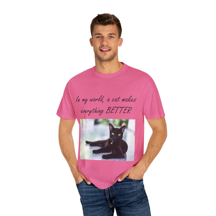 In My World Cat T-Shirt – Unisex Garment-Dyed Tee for Cat Lovers