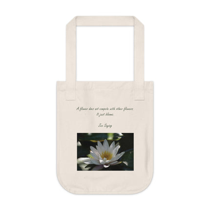Inspirational Organic Tote Bag – Floral Design for Mindful Living