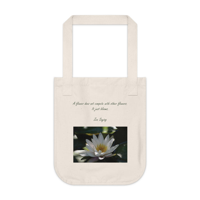 Inspirational Organic Tote Bag – Floral Design for Mindful Living