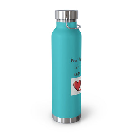 Cat Lover 22oz Insulated Water Bottle — 'Real Men Love Cats' Red Vacuum Flask