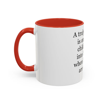 Accent Coffee Mug — "A Truly Rich Man" Inspirational Family Quote Mug