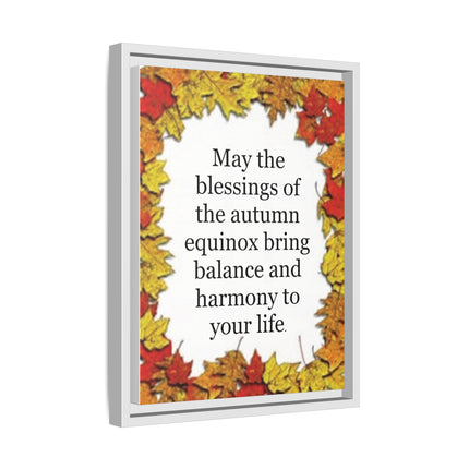 Autumn Equinox Blessing Framed Canvas — Fall Leaves Wall Art