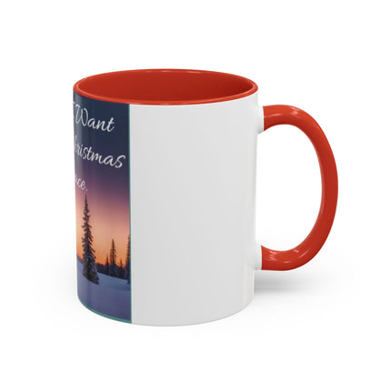Christmas Peace Accent Mug | 11oz Ceramic Cup with Quote & Sunset