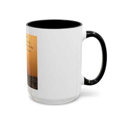 Shipwreck Sunset Coffee Mug — "Be Careful Who You Let On Your Ship" Inspirational Accent Mug